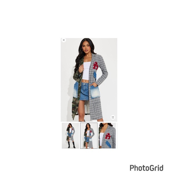 Fashion Nova Camouflage and Plaid Patchwork Blazer - Picture 5 of 5